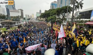 Foto : Aksi Unjuk Rasa Mahasiswa di Jakarta. Sumber : X.