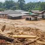 Foto: Ribuan kayu gelondongan terseret arus banjir bandang di Kota Padang, Sumbar. Sumber: Istimewa.