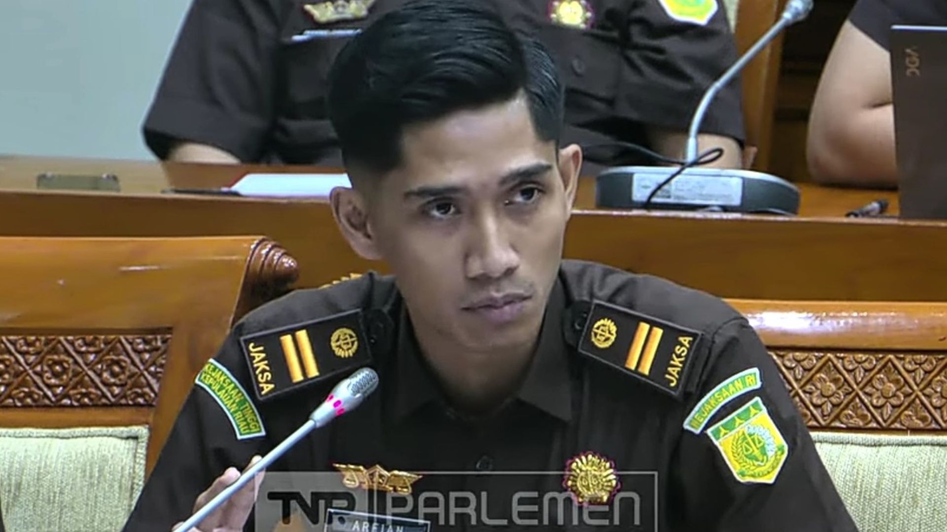 Foto: Jaksa penuntut umum dari Kejaksaan Agung Republik Indonesia, Muhammad Arfian. Sumber: TV Parlemen.